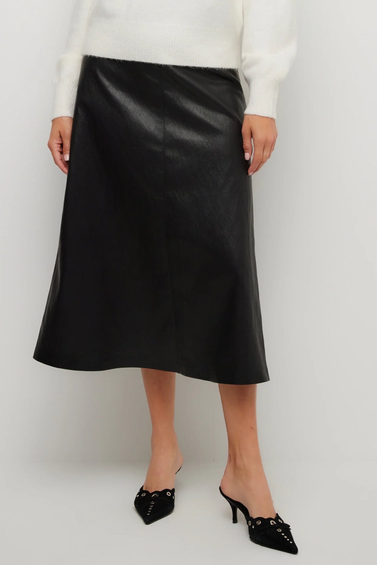Bodie Faux Leather Midi Skirt