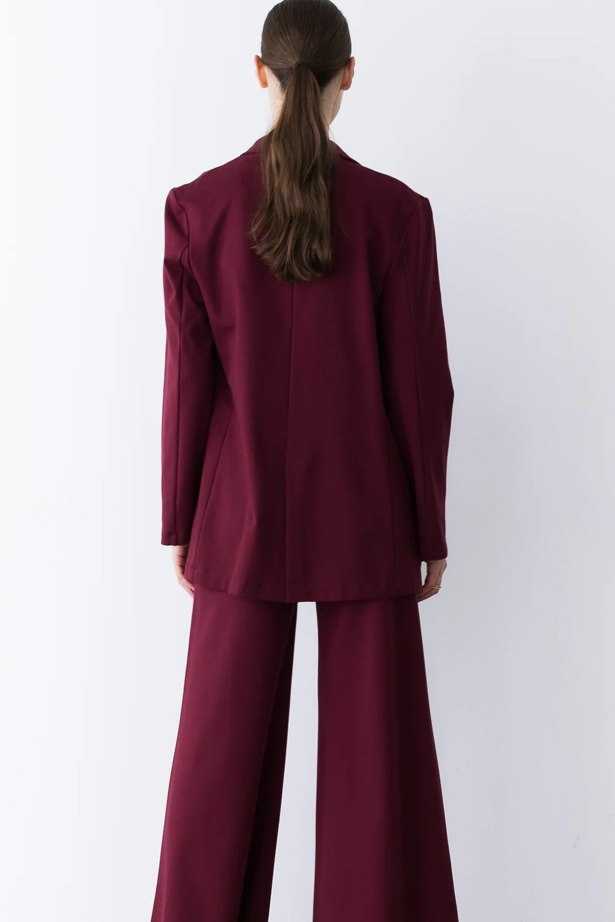 Wine Ponte Knit Oversized Blazer