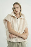 Oversized Faux Fur Vest- Cream