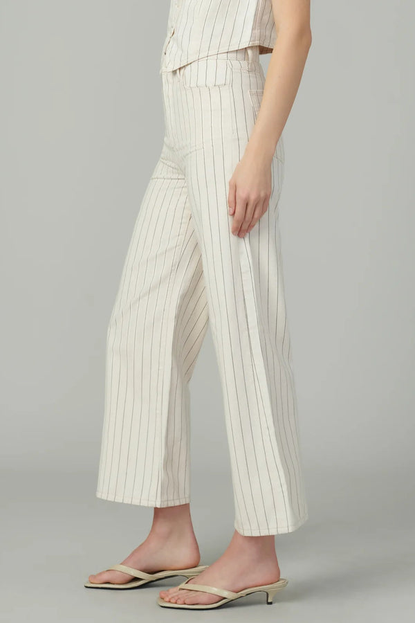 The Mia Wide Leg Ankle- Natural Stripe