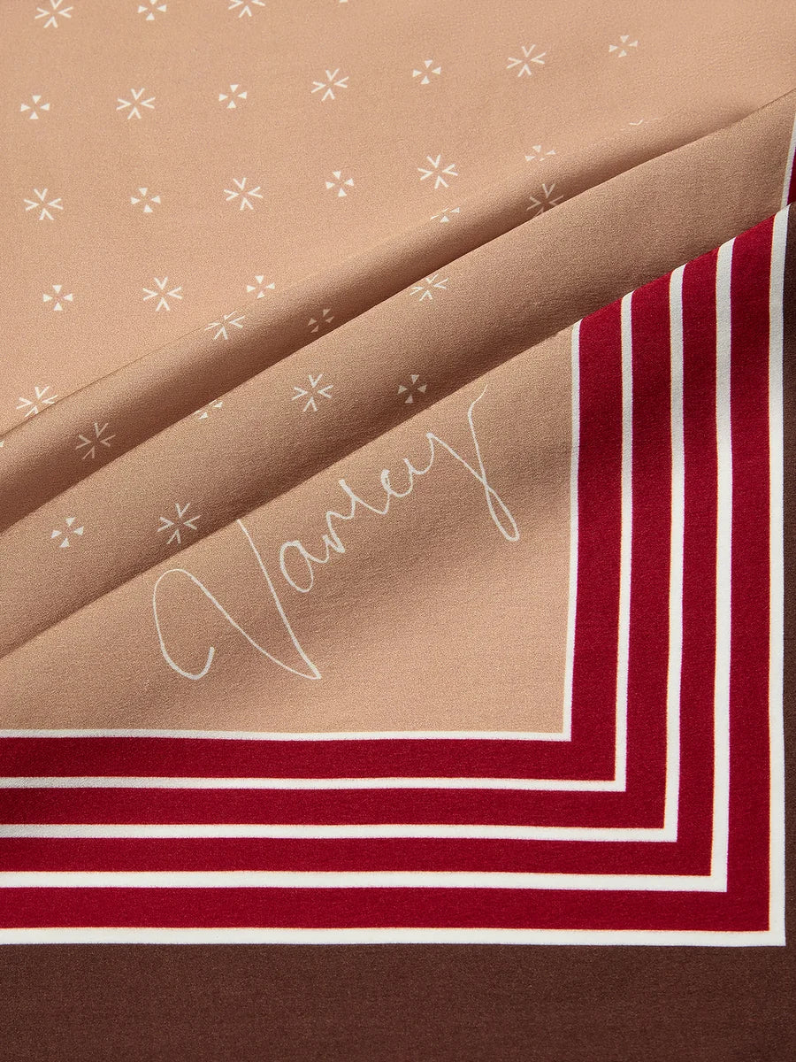 Silk Signature Scarf in Taupe/ Rumba Rose