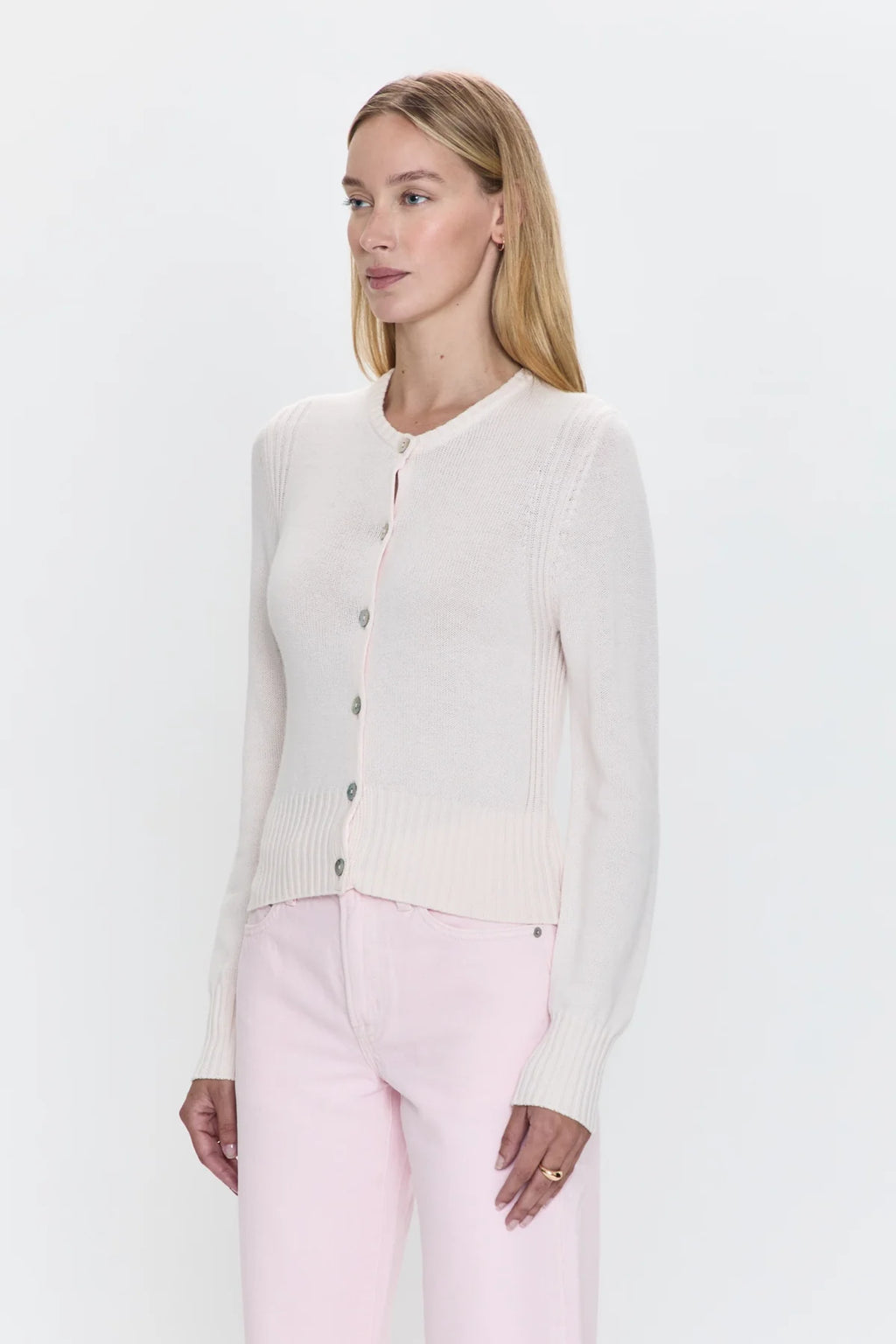 Taye Shrunken Cardigan- Barely Pink