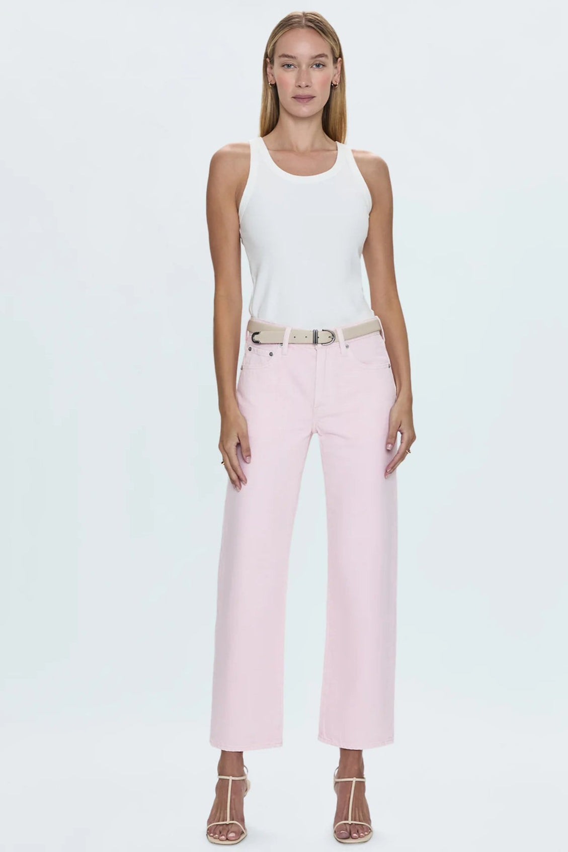Lexi Mid Rise Bowed Leg- Blush