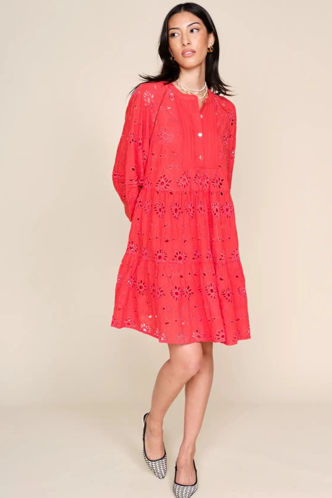 Yara Eyelet Mini Dress- Cranberry Plum