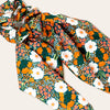 Green and Orange Floral Hair Tie Scarf