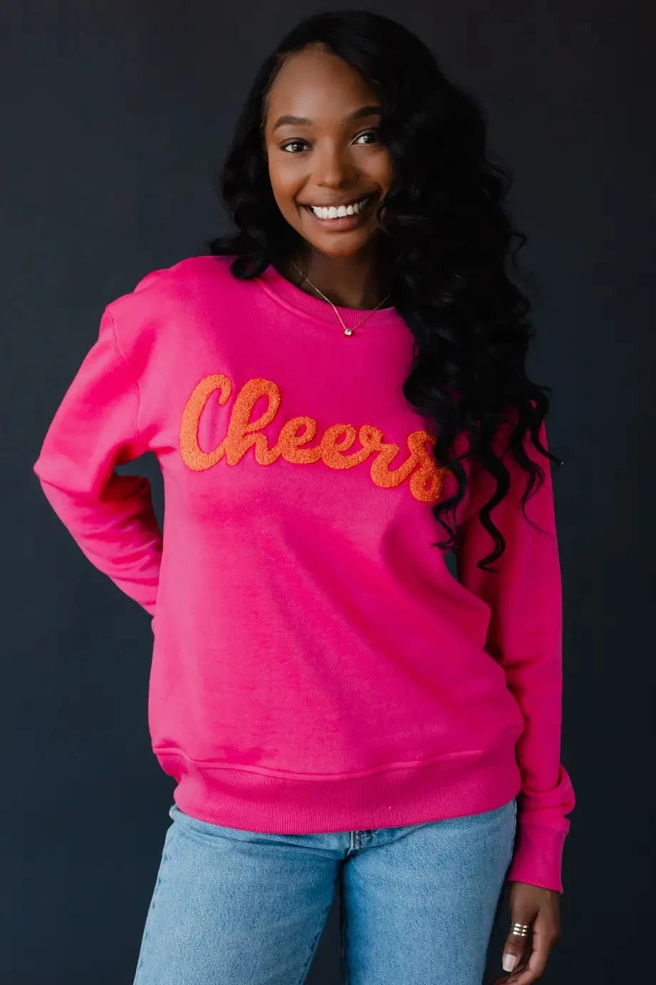 Cheers Lightweight Sweatshirt- Bright Pink