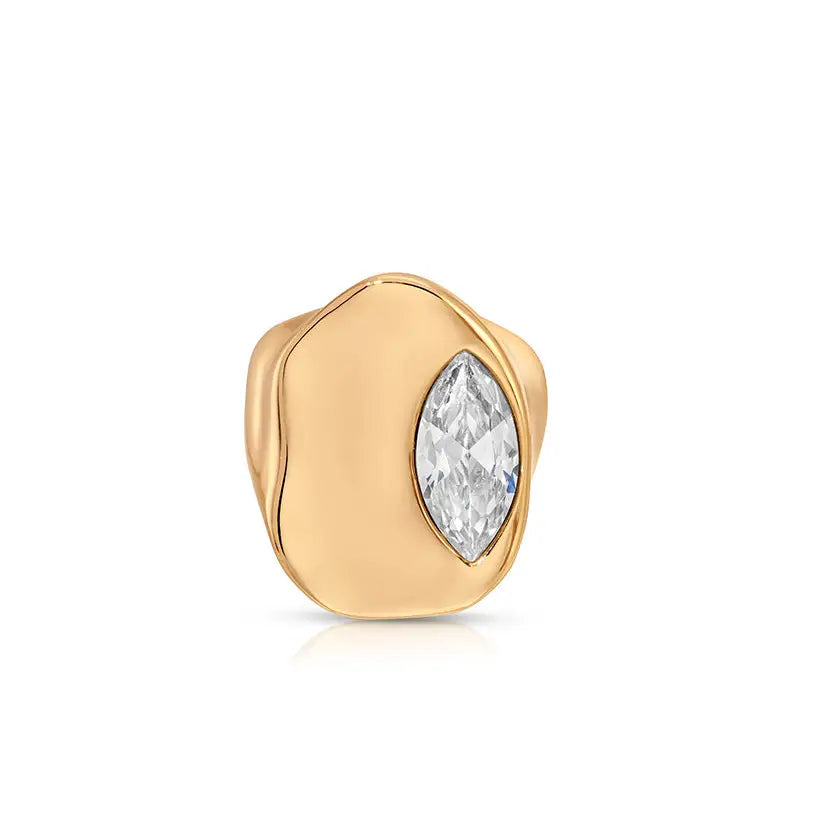 Liquid Crystal Statement Ring – Clear Crystal with 18k Gold Plating