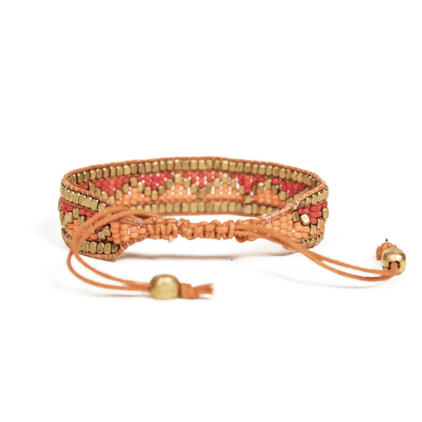 Taj Beaded Bracelet- Red and Orange