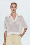 Emma Open Knit Polo- Dove Marl