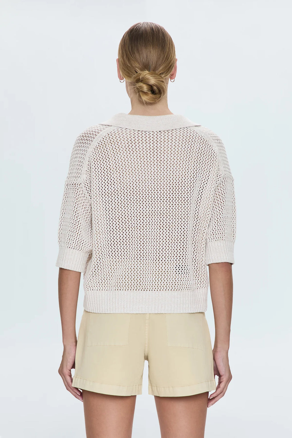 Emma Open Knit Polo- Dove Marl