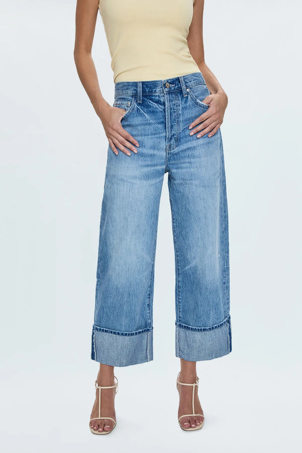 Ryder High Rise Cuffed Straight Leg Denim- Abroad Vintage