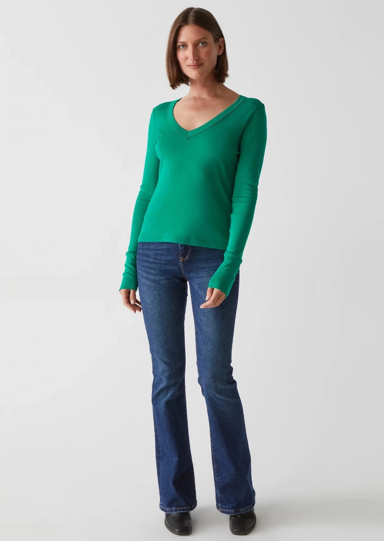 Logan Supima V-Neck Tee- Beetle