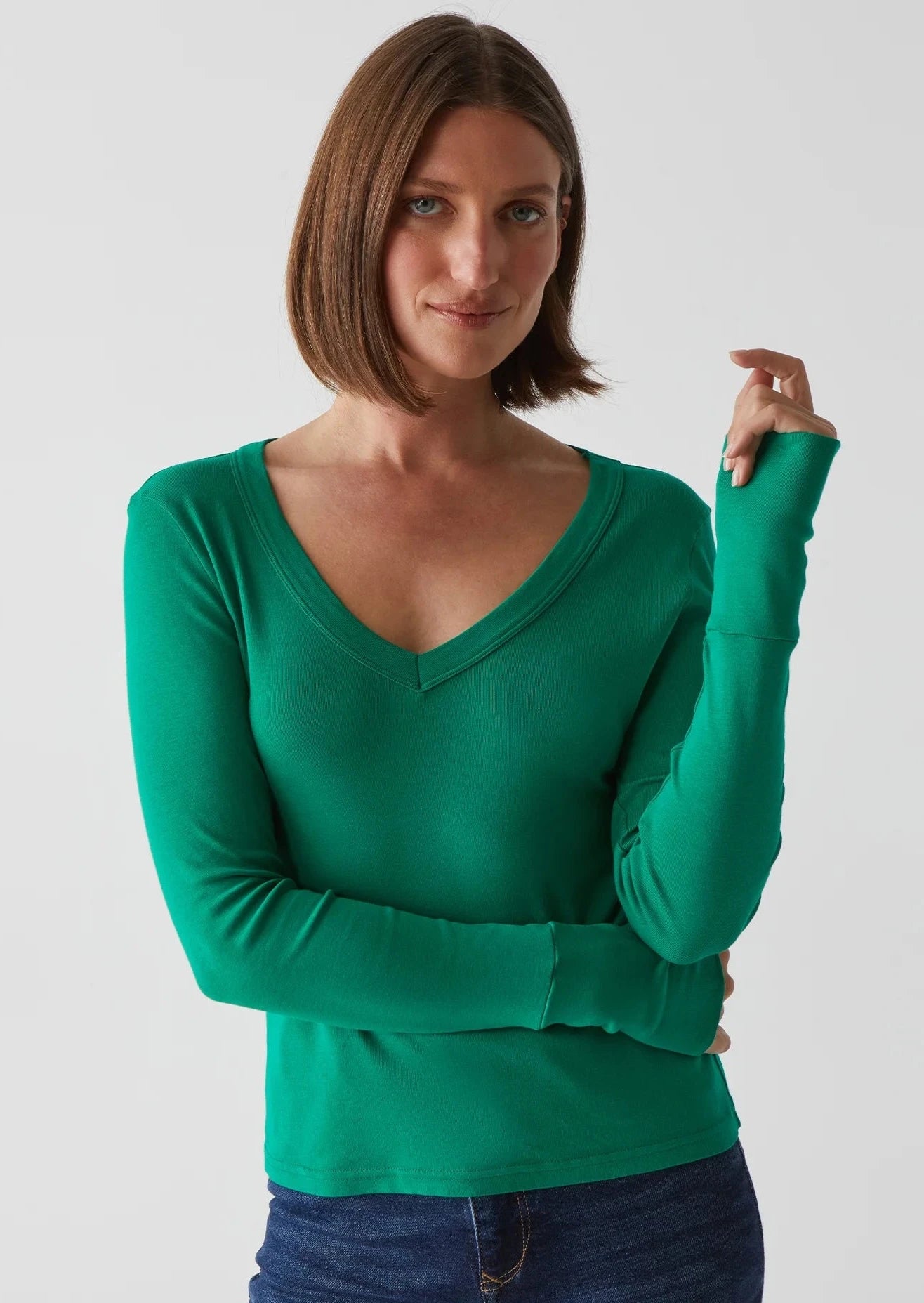 Logan Supima V-Neck Tee- Beetle