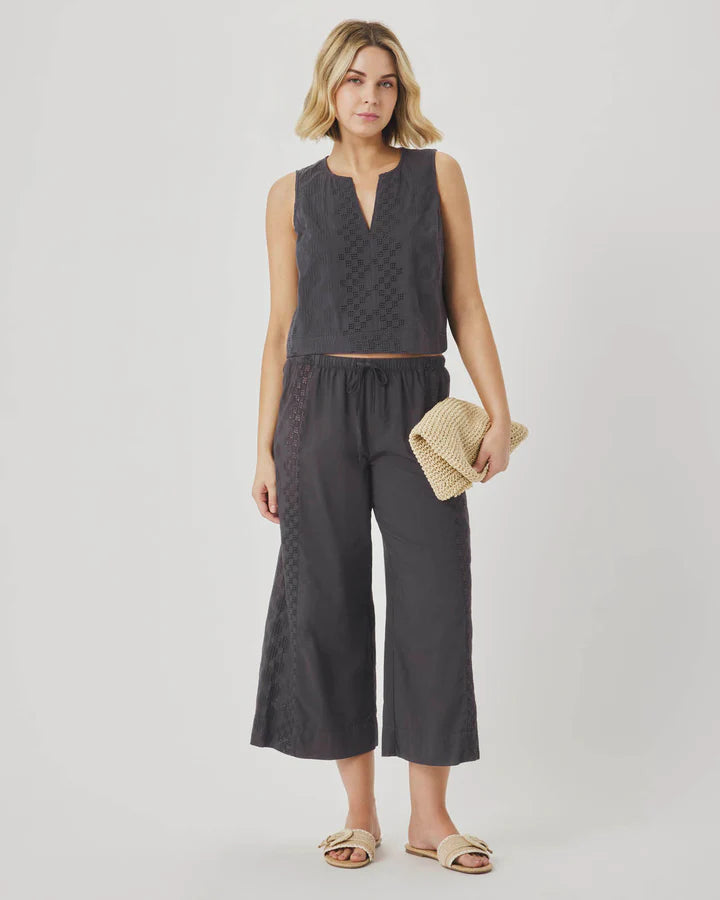 Kenzie Geo Eyelet Tank- Lead