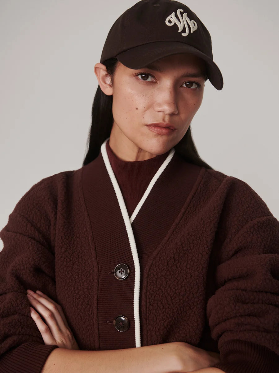 Brenna Button-Neck Fleece in Deep Mahogany