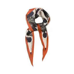 Noir Floral Silk Diamond Neckerchief- Caramel