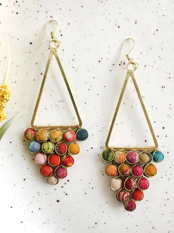 Kantha Reflective Chandelier Earrings