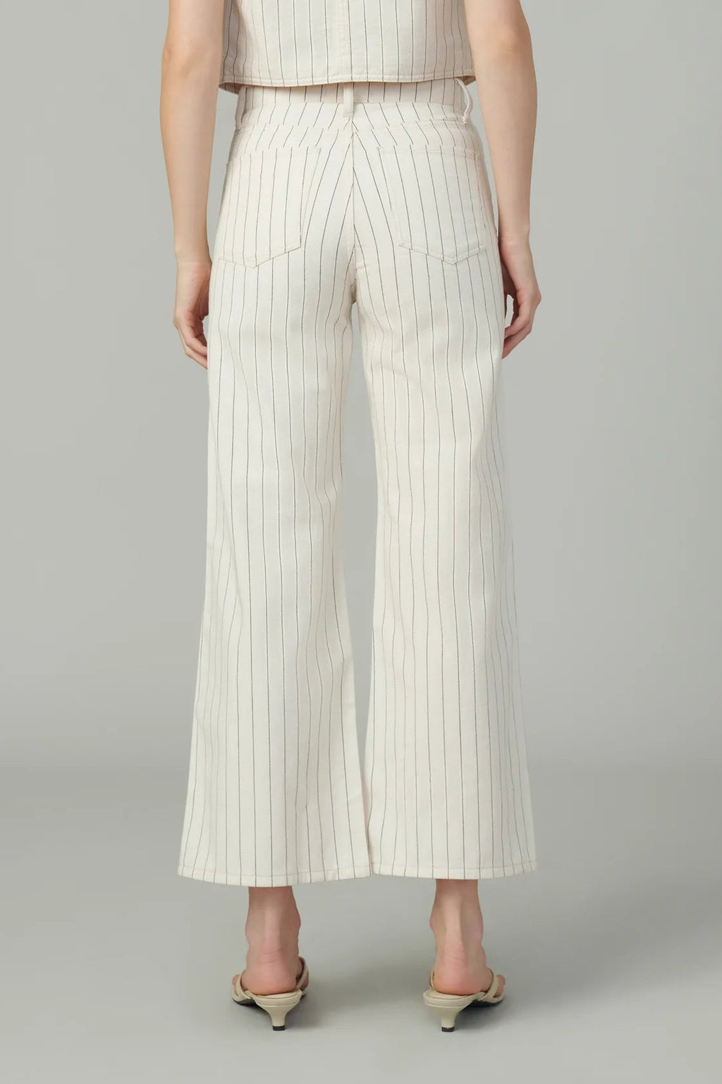 The Mia Wide Leg Ankle- Natural Stripe