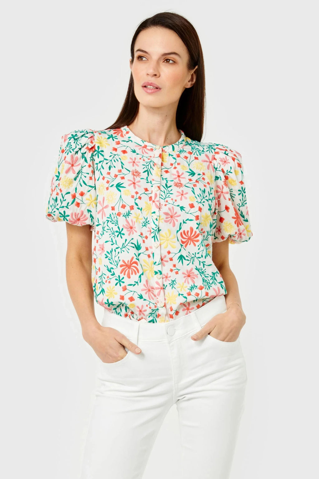 Adeline Embroidered Top- Multi Floral