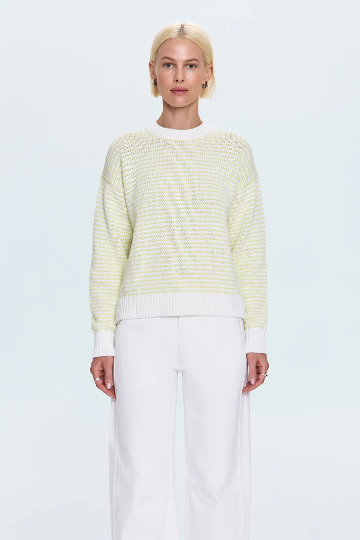 Aura Relaxed Crewneck Sweater- Limeade
