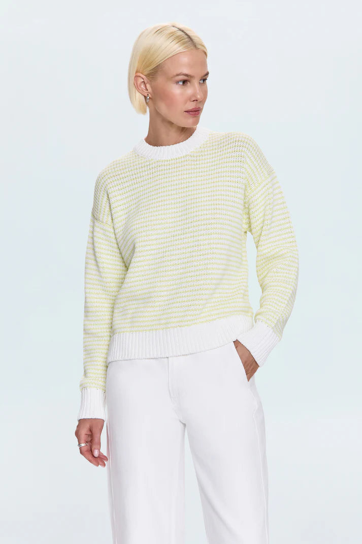 Aura Relaxed Crewneck Sweater- Limeade