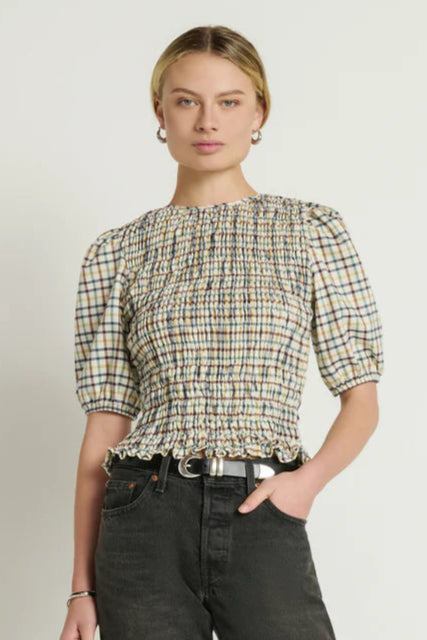 Brinley Smocked Top- Multi Color Plaid