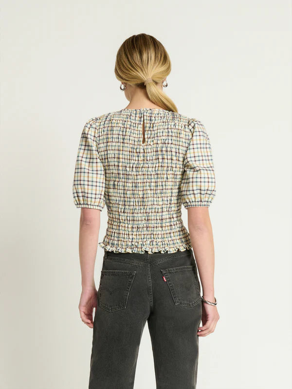 Brinley Smocked Top- Multi Color Plaid