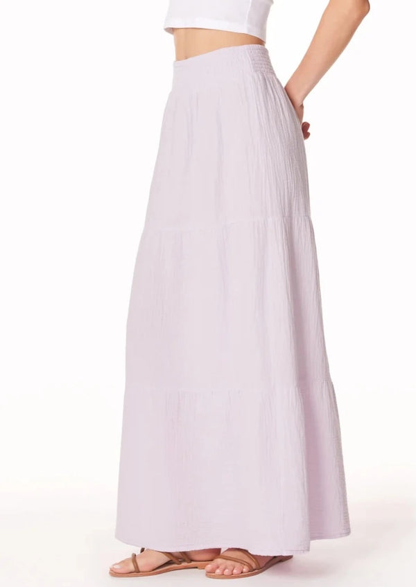 Tiered Maxi Skirt- Hydrangeas Pink
