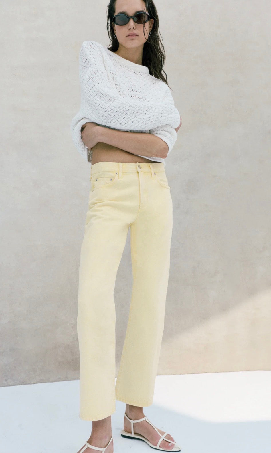 Lexi Bowed Straight Leg Denim- Day Glow