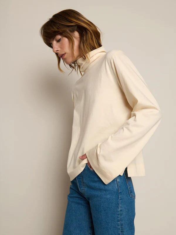 Neo Mock Neck T-Shirt- Parchment
