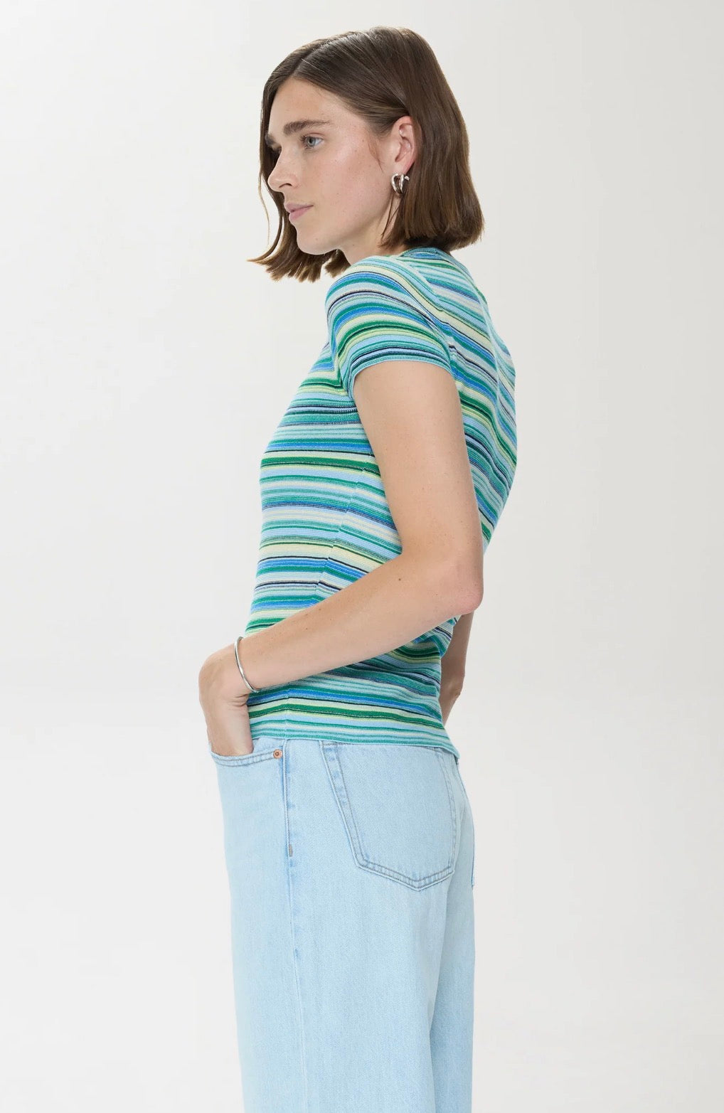Selene Stripe Tee- Blue Green Multi