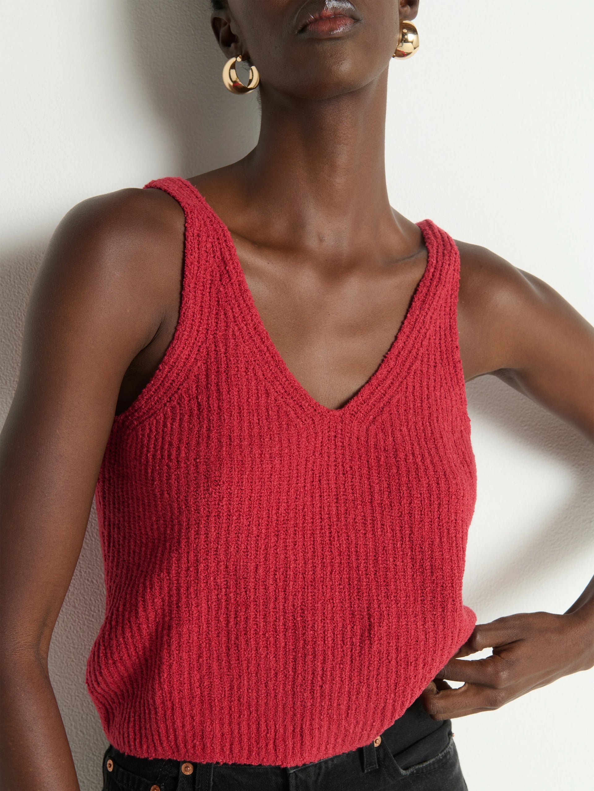 Cece Sweater Tank- Heartbeat Red