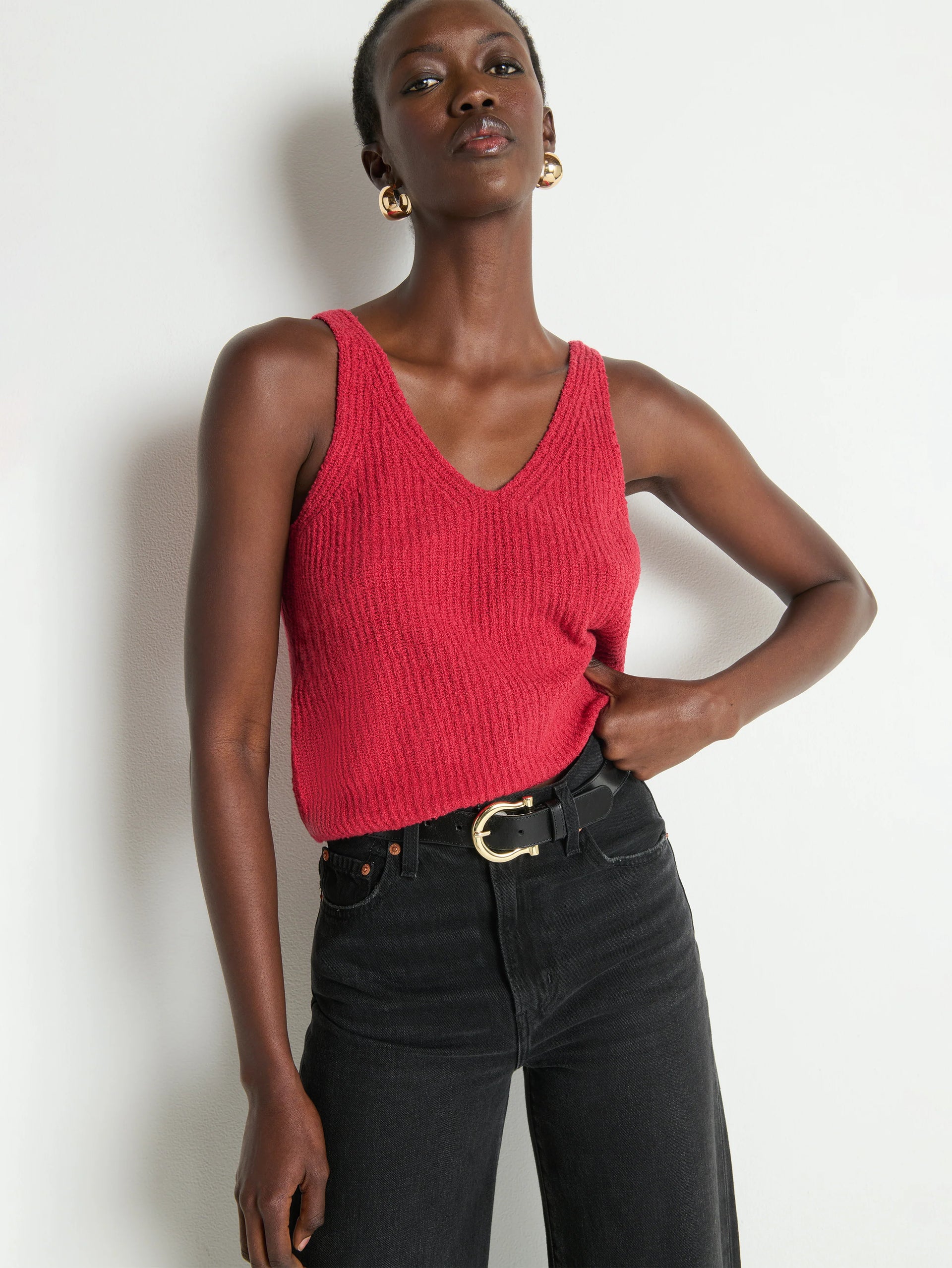 Cece Sweater Tank- Heartbeat Red