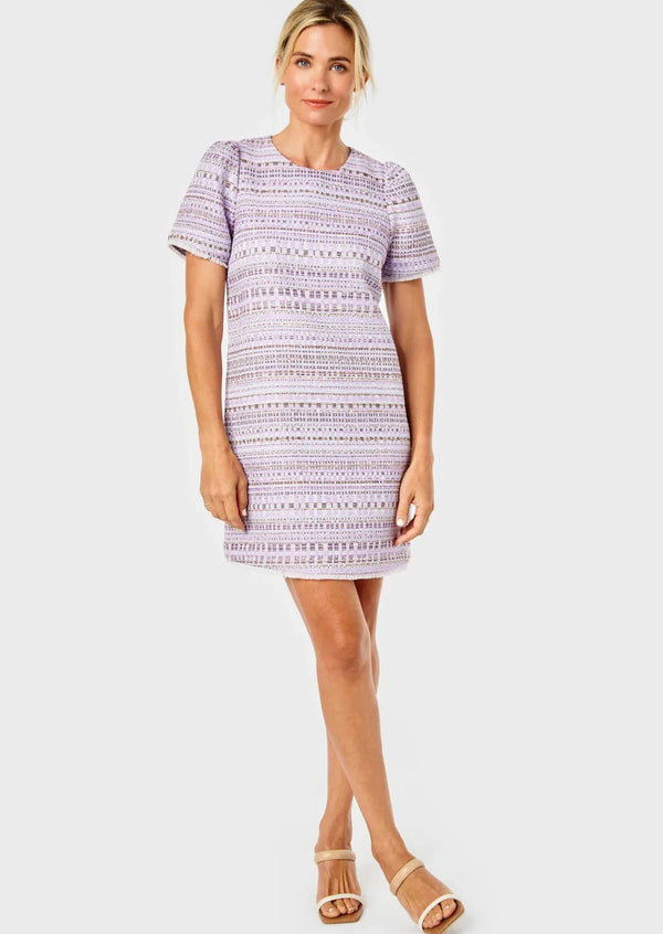 Chloe Tweed Dress- Lavender Stripe