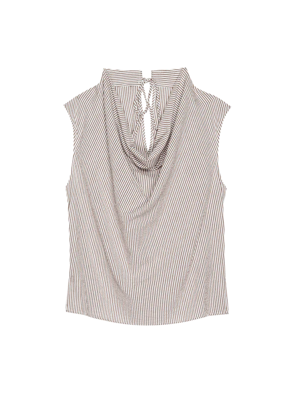 Cillie Cowl Neck Tank- Praline Stripe