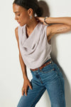 Cillie Cowl Neck Tank- Praline Stripe