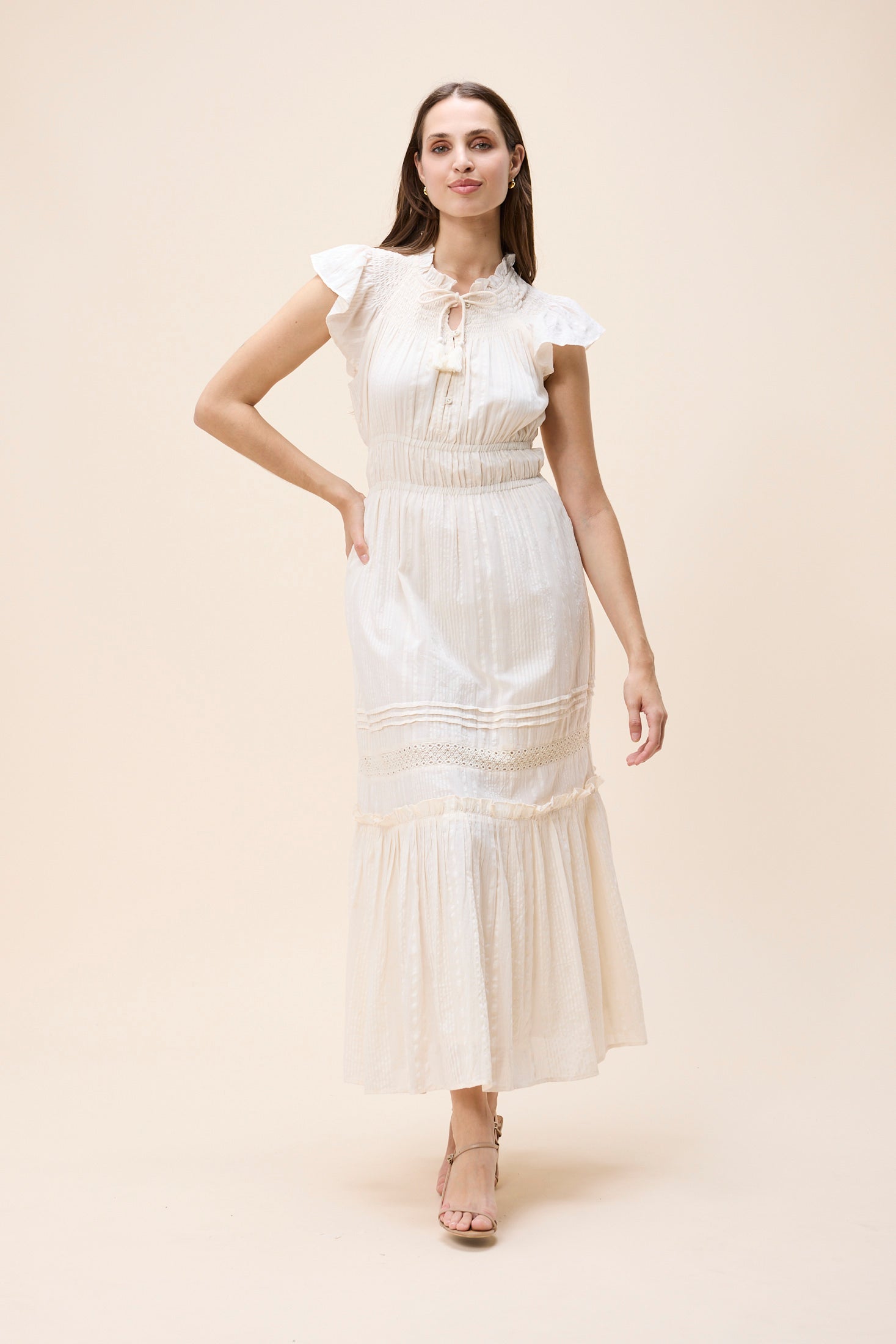 Indira Ankle Dress- Buttercream