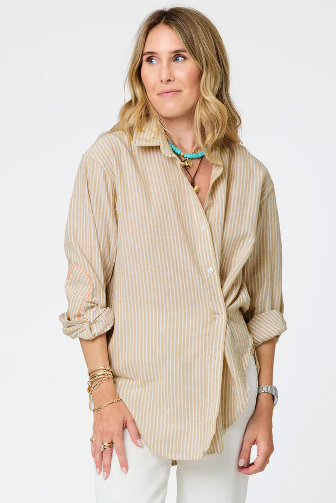 Jack Linen Stripe Shirt- Oak
