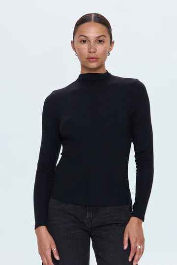 Dara Long Sleeve Funnel Neck Top- Noir