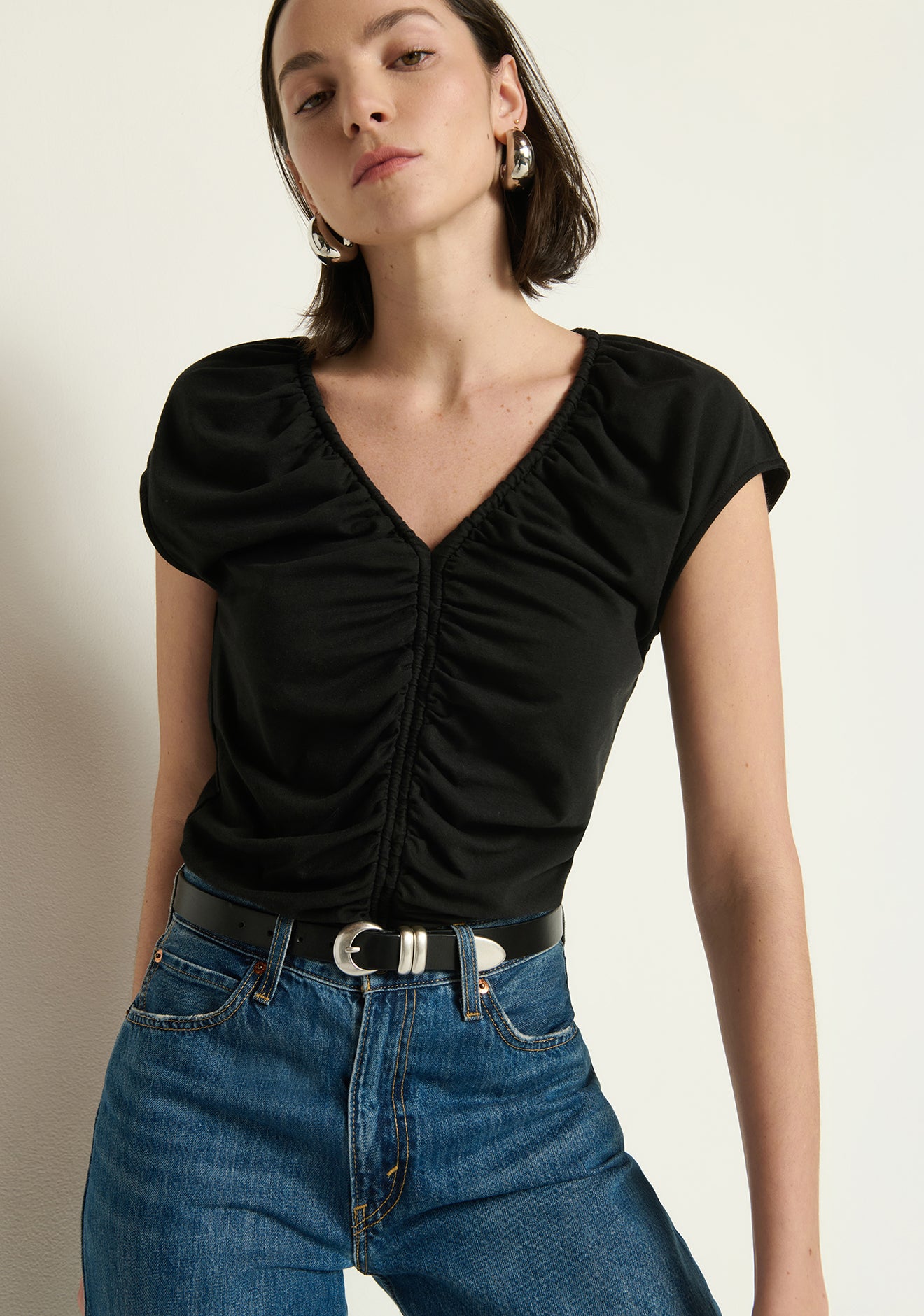 Dona V-Neck Top- Jet Black