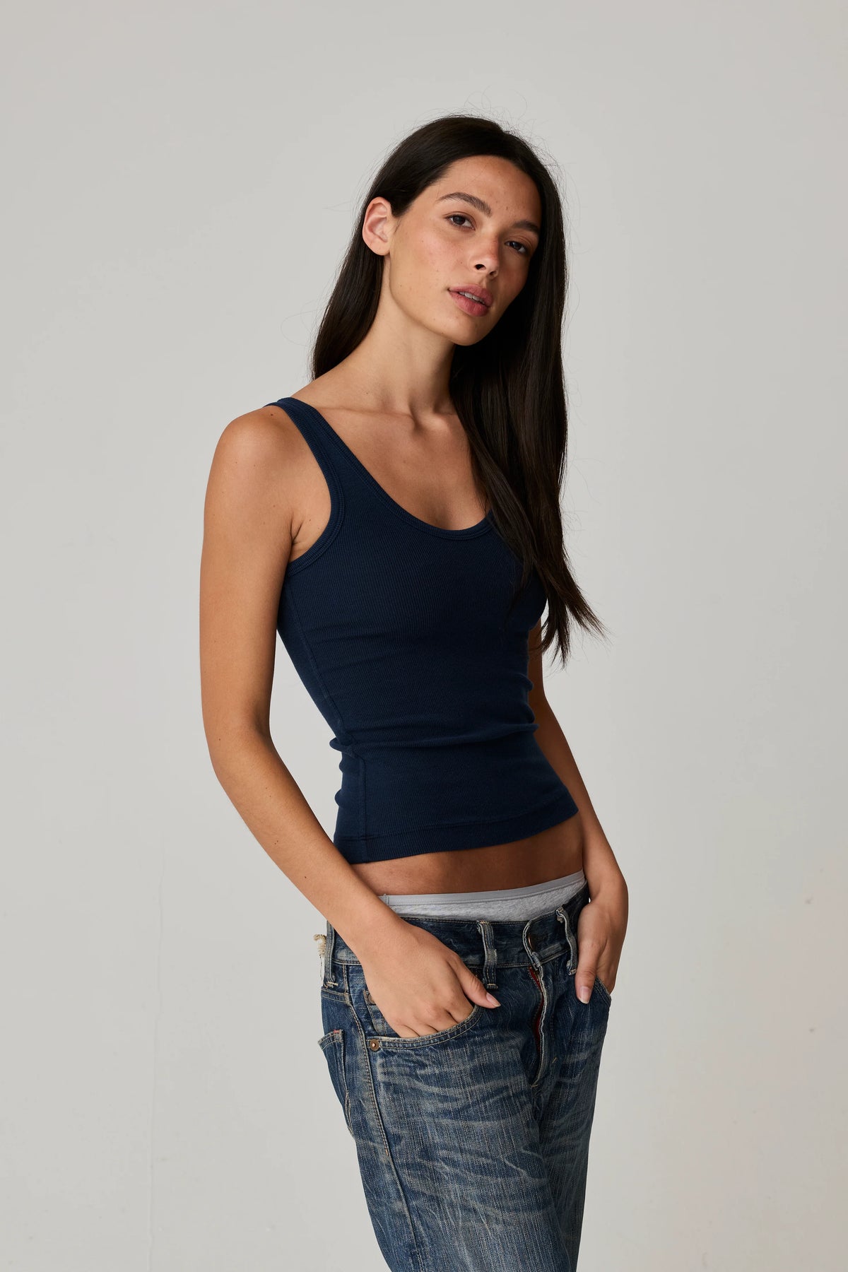 Mila Rib Tank in Cadet