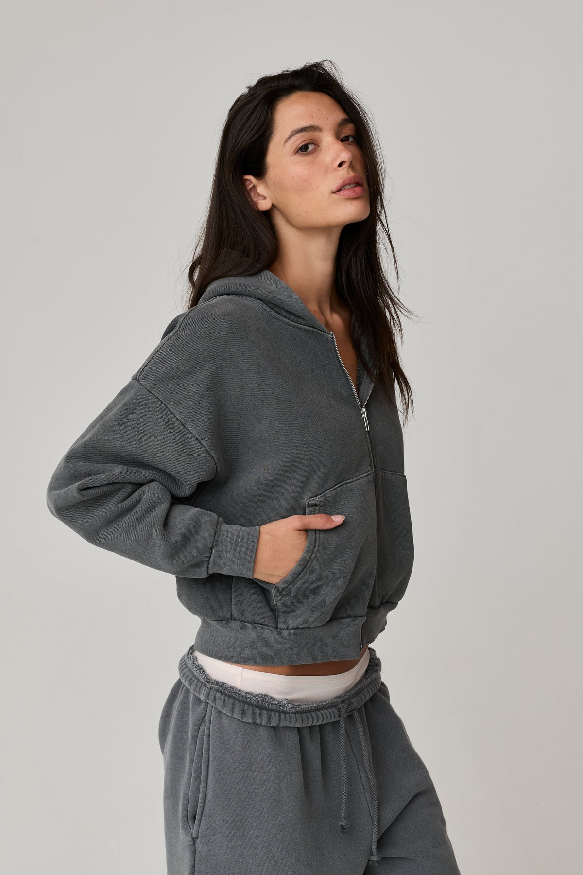 Sebi Zip-Up Hoodie in Vintage Black