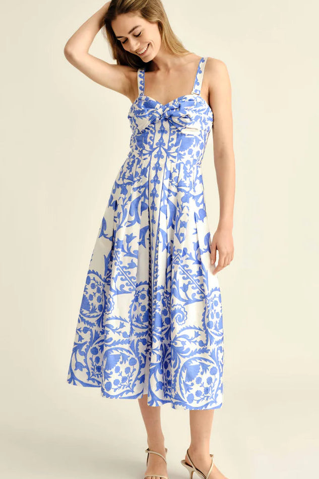 Ingrid Dress- Faraway Print-Provence Blue