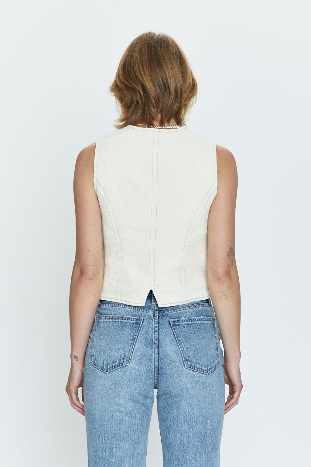 Vero Denim Vest- Ecru *FINAL SALE*