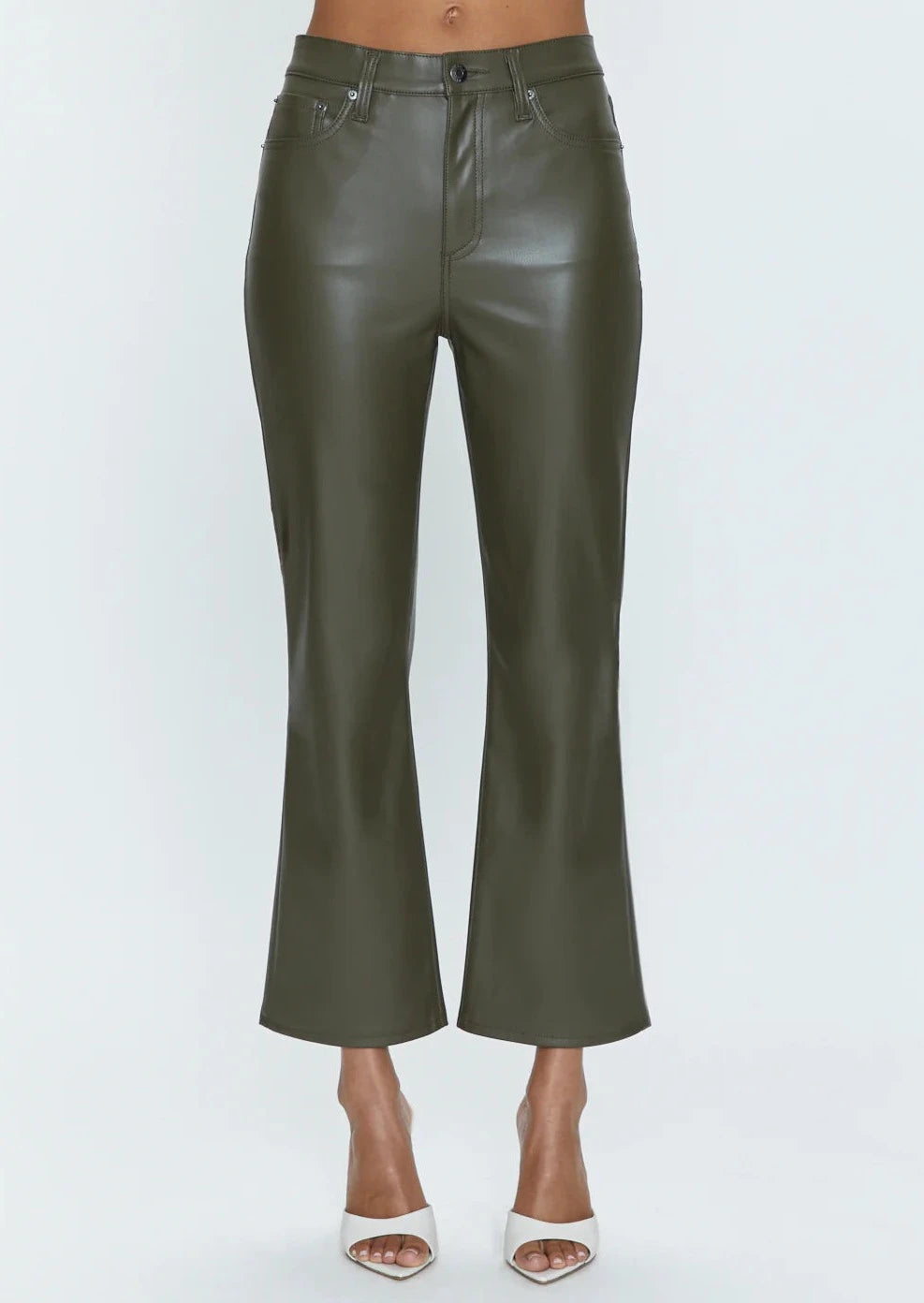 Lennon Vegan Leather Pants- Sage Green