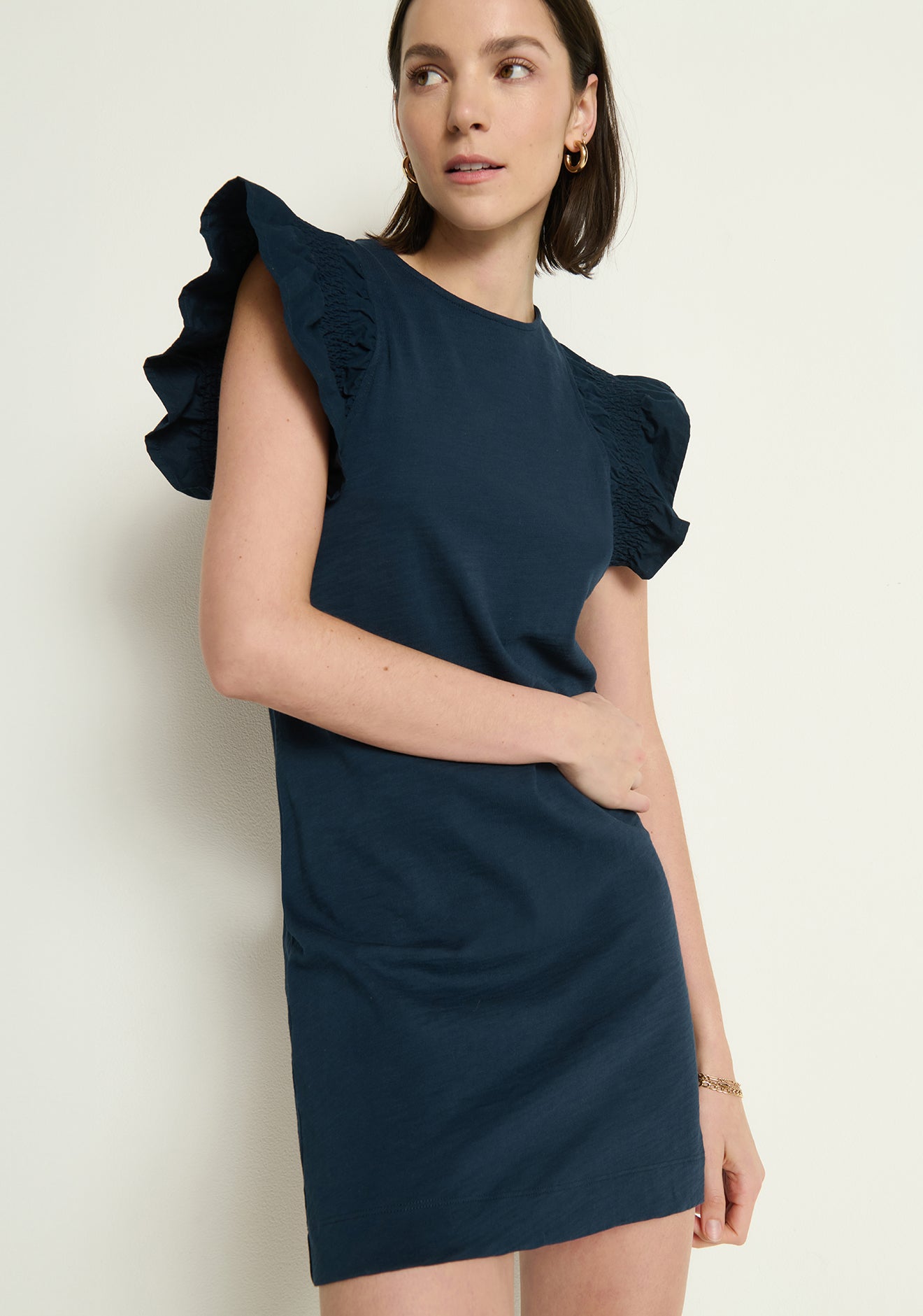 Ellis Ruffle Sleeve Dress- Night Sky