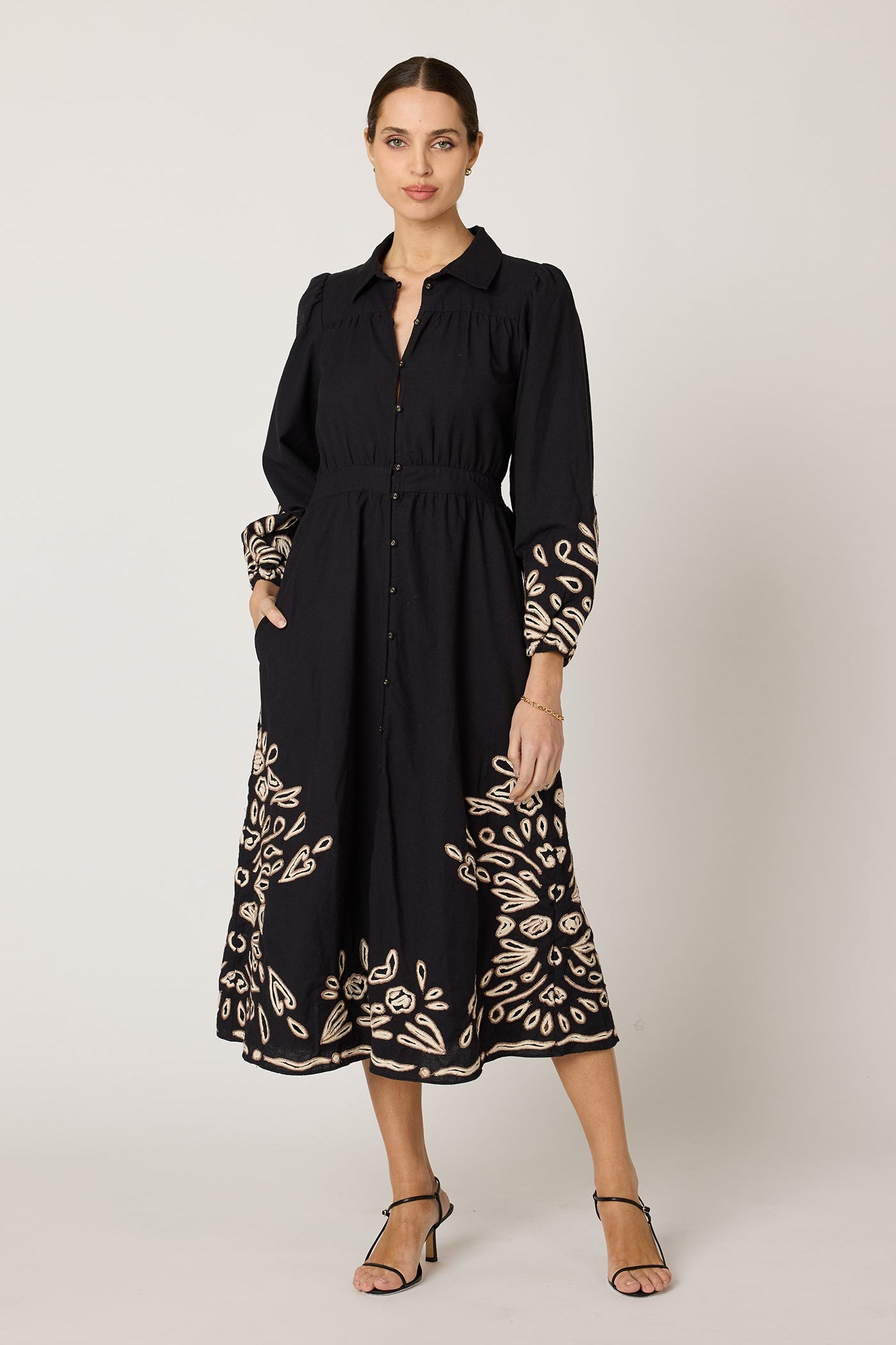 Elyse Midi Dress- Black/Ivory