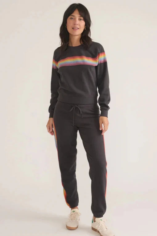 Anytime Sweatshirt- Washed Black Stripe