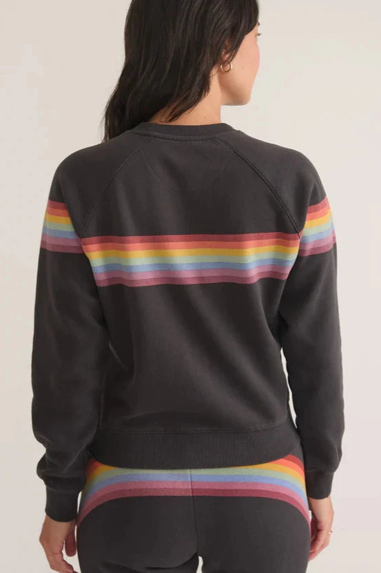 Anytime Sweatshirt- Washed Black Stripe