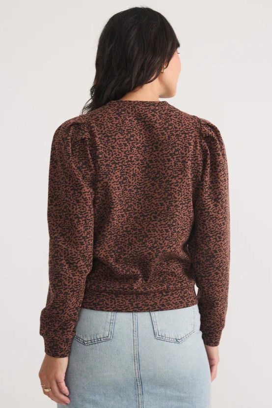 Enya Puff Sleeve Sweatshirt- Deep Cheetah